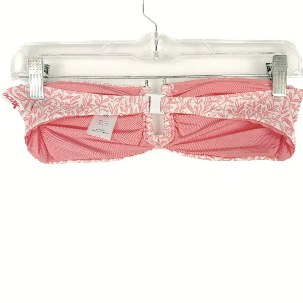 NWOT Onia Genevieve Bikini Top Rosette White Micro Leaves Pink Size Small S NEW - Picture 6 of 11